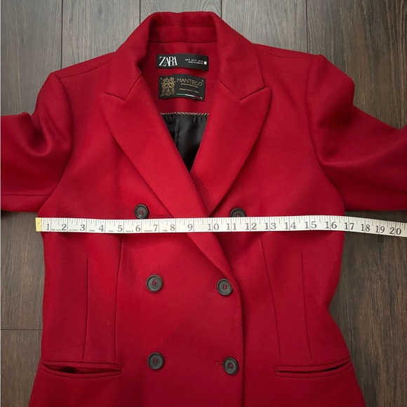 ZARA MANTECO Wool Blend Double Breasted Long Coat Red S - Picture 14 of 17